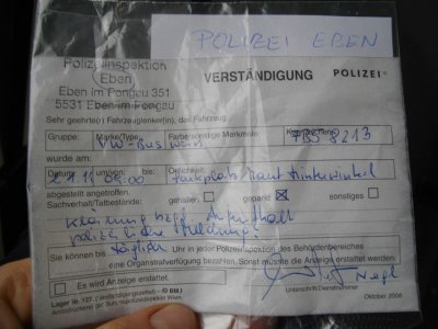 "Navštívenka" rakouské policie