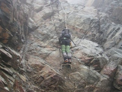 nástup do ferraty po žebříku