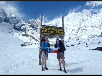 Annapurna basecamp (běžně tady v říjnu sníh nebývá)