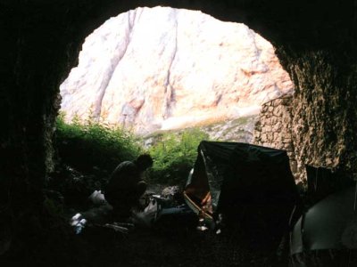 Base camp v staré štole z I. sv. války