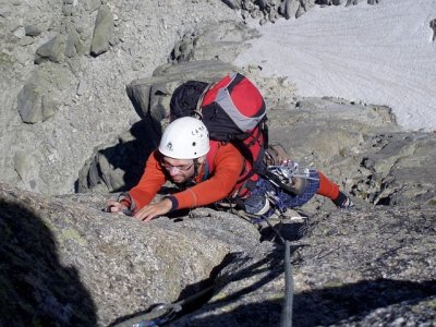 Jirka ve vrcholové stěně - Aiguille de l´M